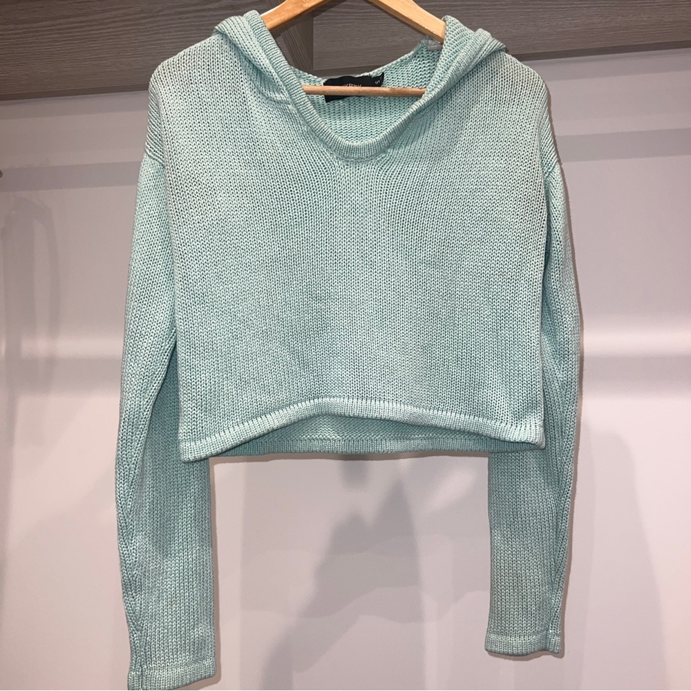 minkpink cropped sweater with hood